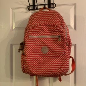 Kipling Orange/Tan Zigzag Backpack
